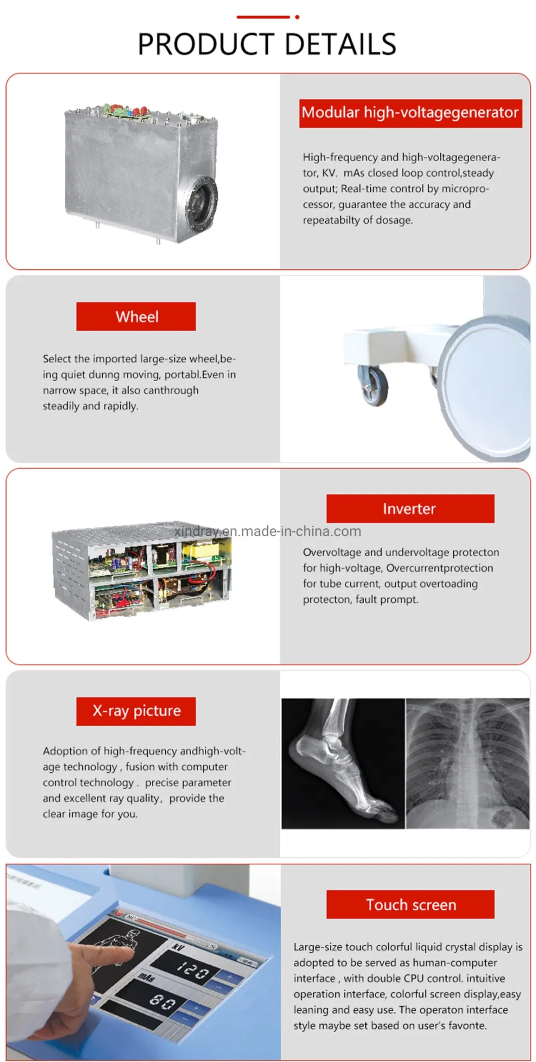 Medical Equipment Portable Xrxmd100 Mobile X-ray Machine