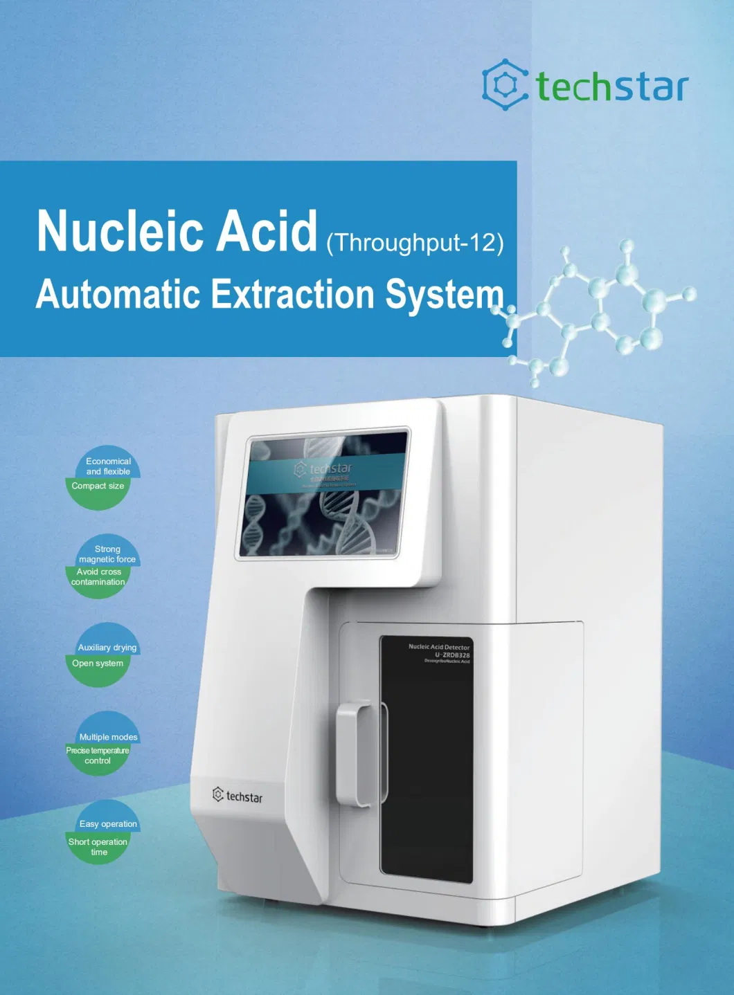 Techstar Biochemical Analysis System Genes & Life Science Equipment Automatic Necleic Acid Extraction